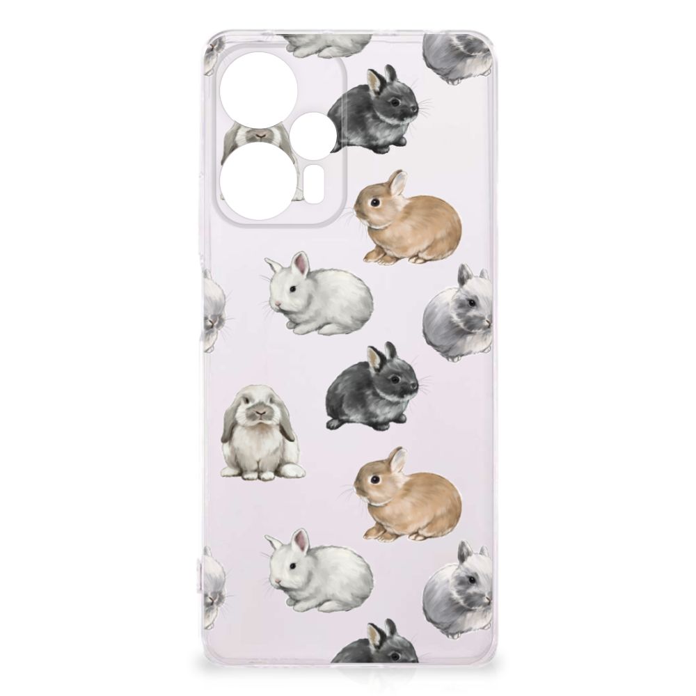 Xiaomi Poco F5 TPU Hoesje Konijntjes design vooraanzicht