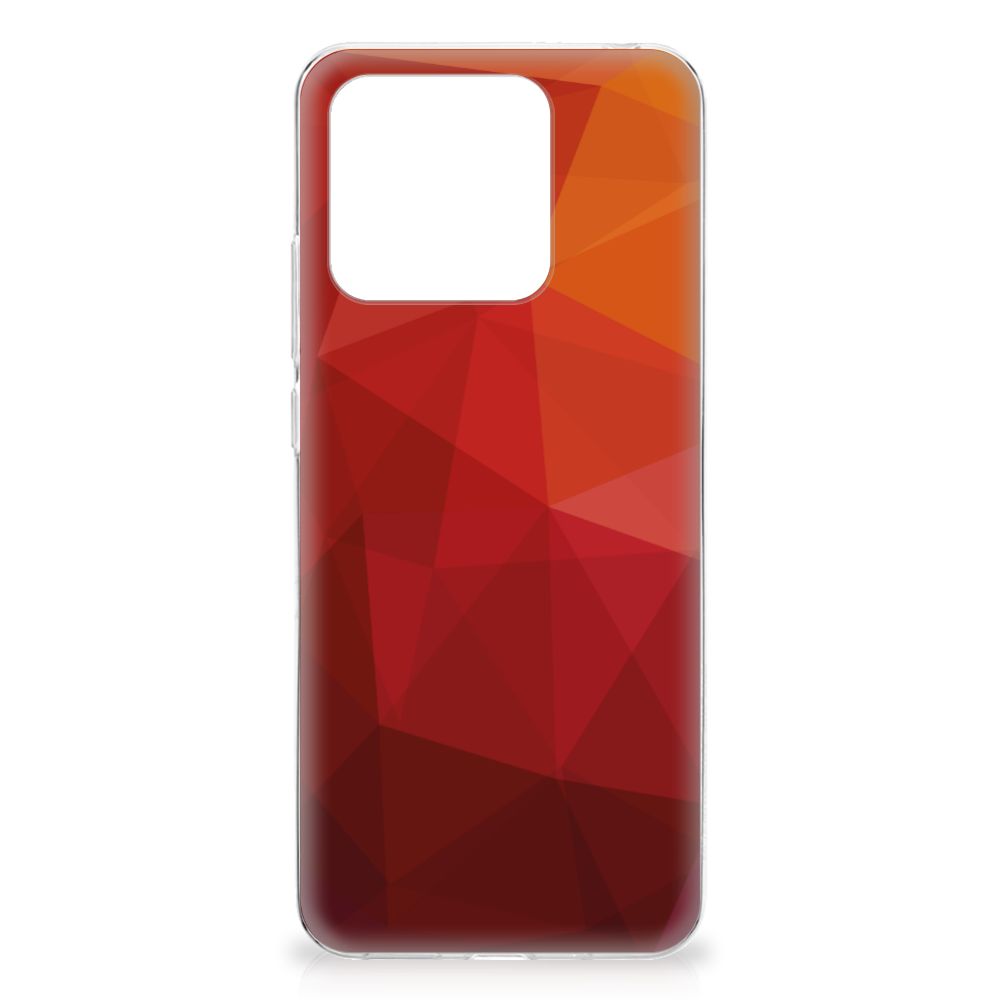 Xiaomi Redmi 10C TPU Hoesje Polygon Red abstract design vooraanzicht