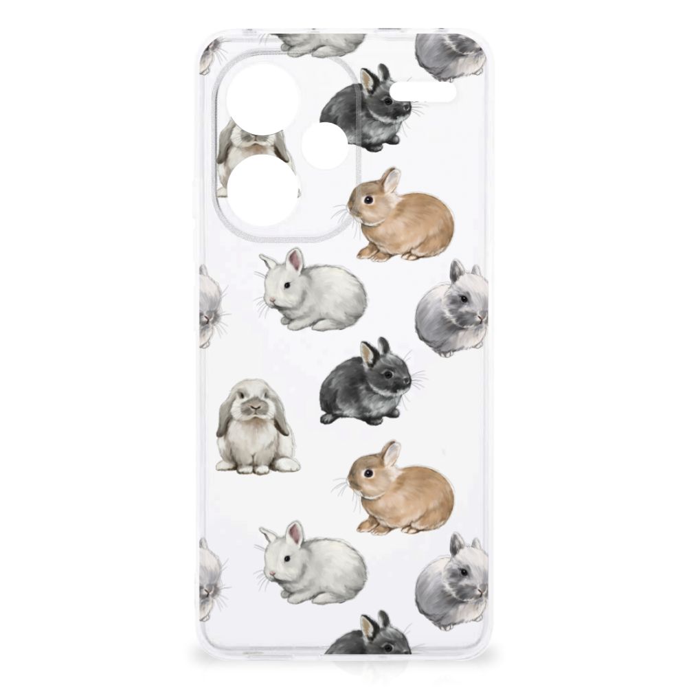 Xiaomi Redmi Note 13 Pro Plus TPU Hoesje Konijntjes design voorkant