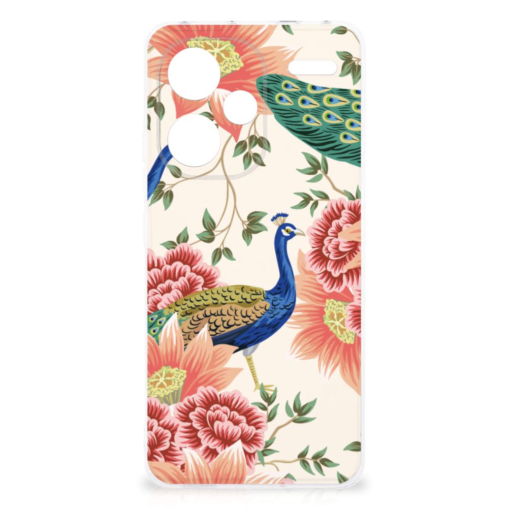 Xiaomi Redmi Note 13 Pro Plus TPU Hoesje Pink Peacock achterkant