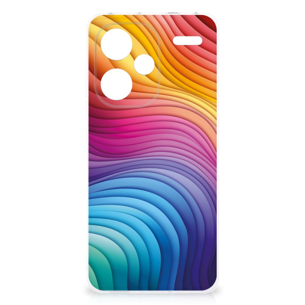 Xiaomi Redmi Note 13 Pro Plus TPU Hoesje Regenboog design kleurrijke golven achterzijde
