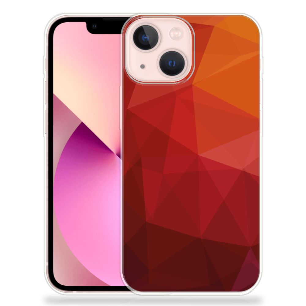 Apple iPhone 13 mini TPU Hoesje Polygon Red achterkant