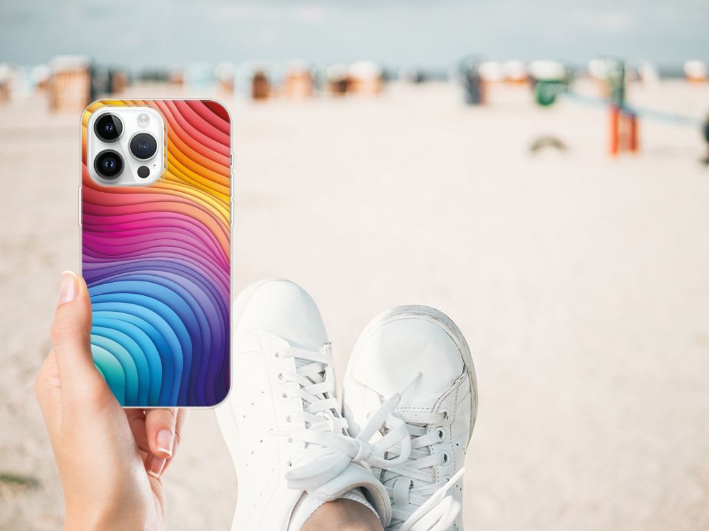 iPhone 14 Pro Max TPU Hoesje Regenboog design kleurrijk aanzicht