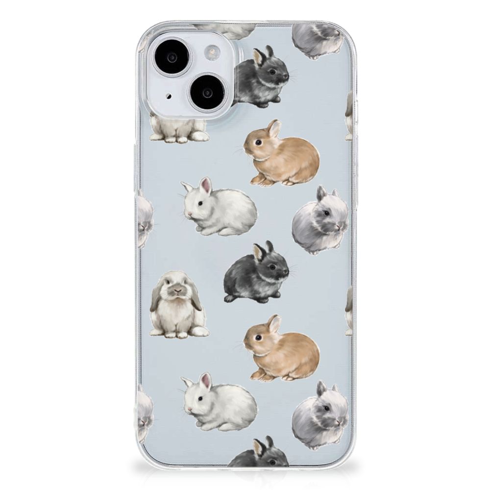 TPU Hoesje voor iPhone 15 Konijntjes konijntjes design zijaanzicht