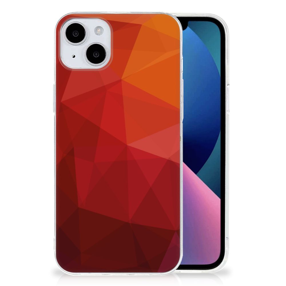 TPU Hoesje voor iPhone 15 Plus Polygon Red met abstracte vormgeving en rijke rode kleuren.