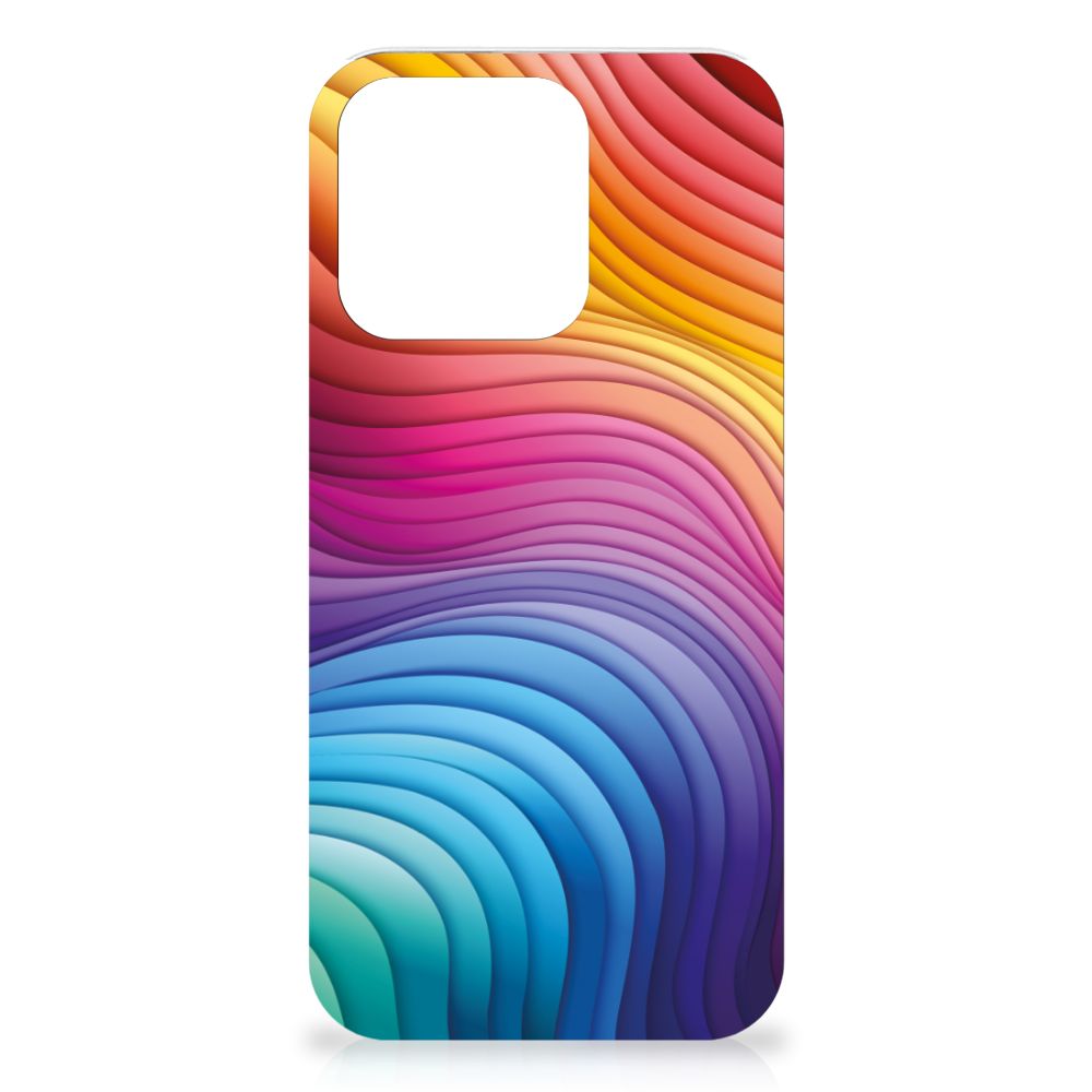 TPU Hoesje voor iPhone 15 Pro Max Regenboog met kleurrijke golven 🌈