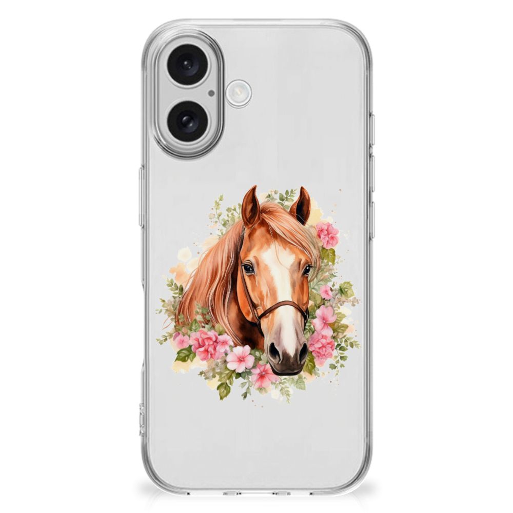 TPU Hoesje voor iPhone 16 Paard paardenbloemen voorkant