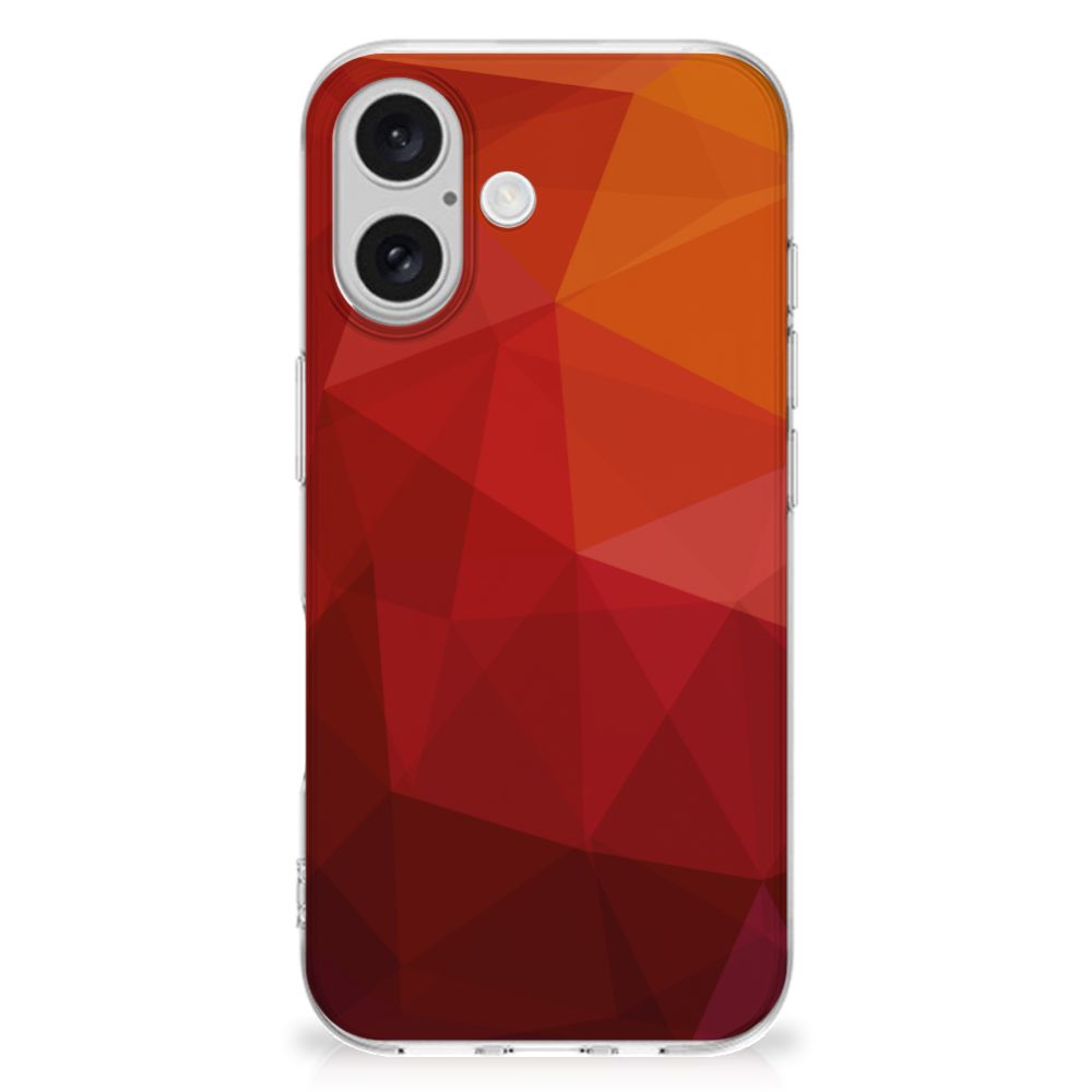 TPU Hoesje voor iPhone 16 Polygon Red abstract design achterkant