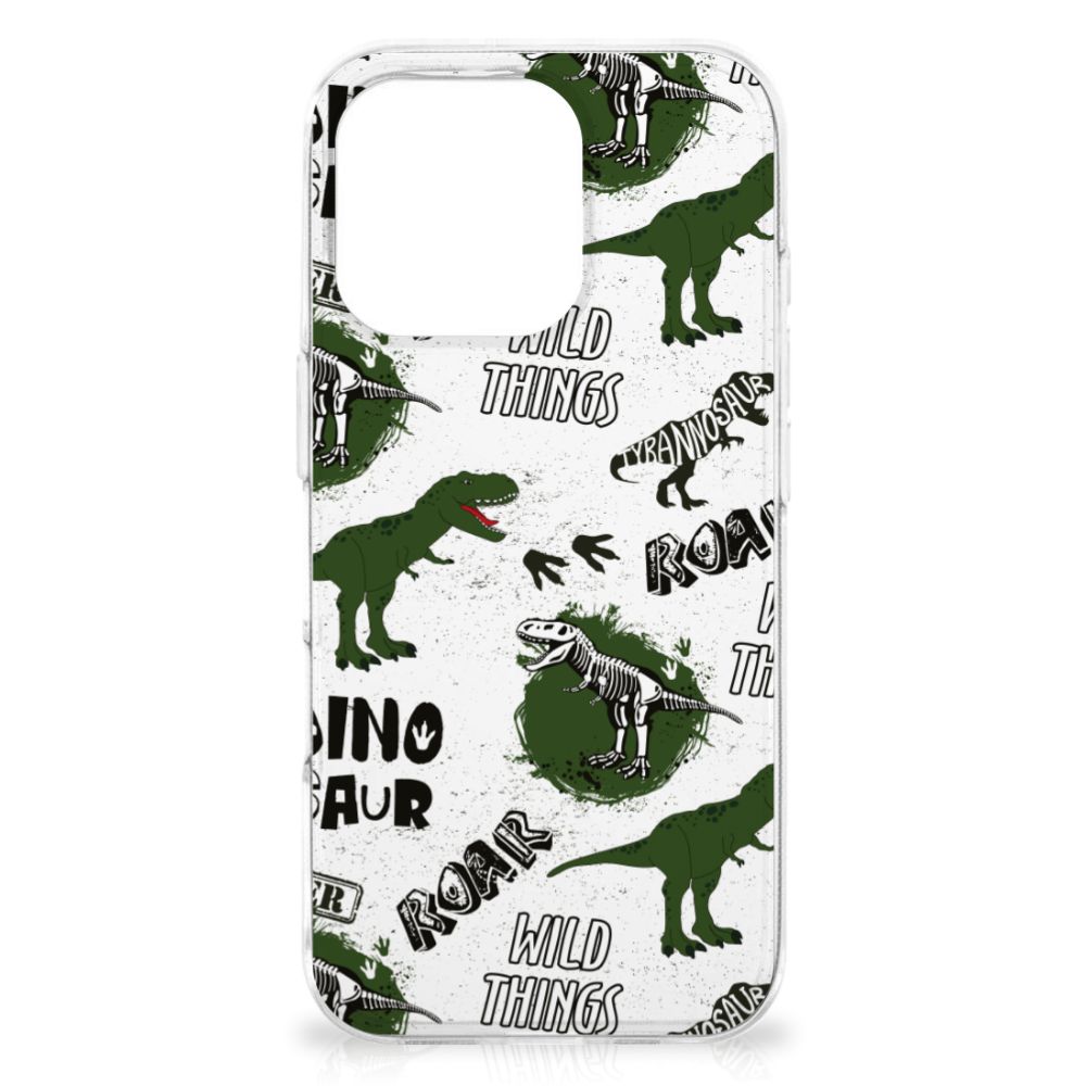 TPU Hoesje voor iPhone 16 Pro Max Dinosaurus dino design achterkant