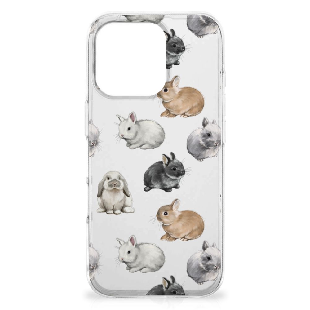 TPU Hoesje voor iPhone 16 Pro Max Konijntjes design konijntjes achteraanzicht