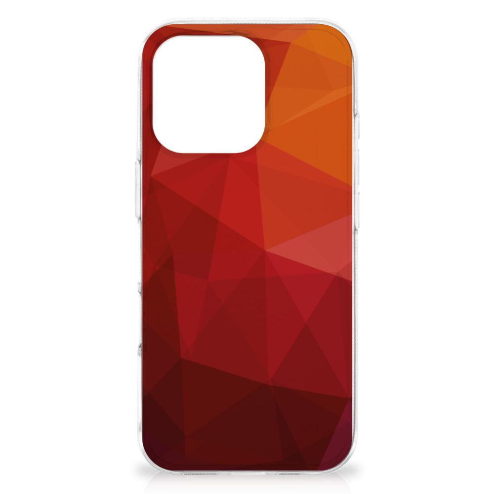TPU Hoesje voor iPhone 16 Pro Max Polygon Red abstract ontwerp achterkant