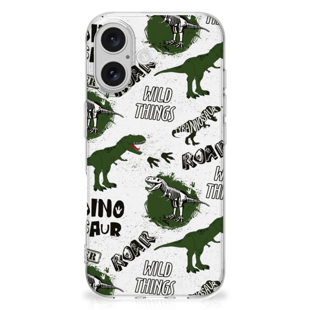 TPU Hoesje voor iPhone 16 plus Dinosaurus design dino's achterkant