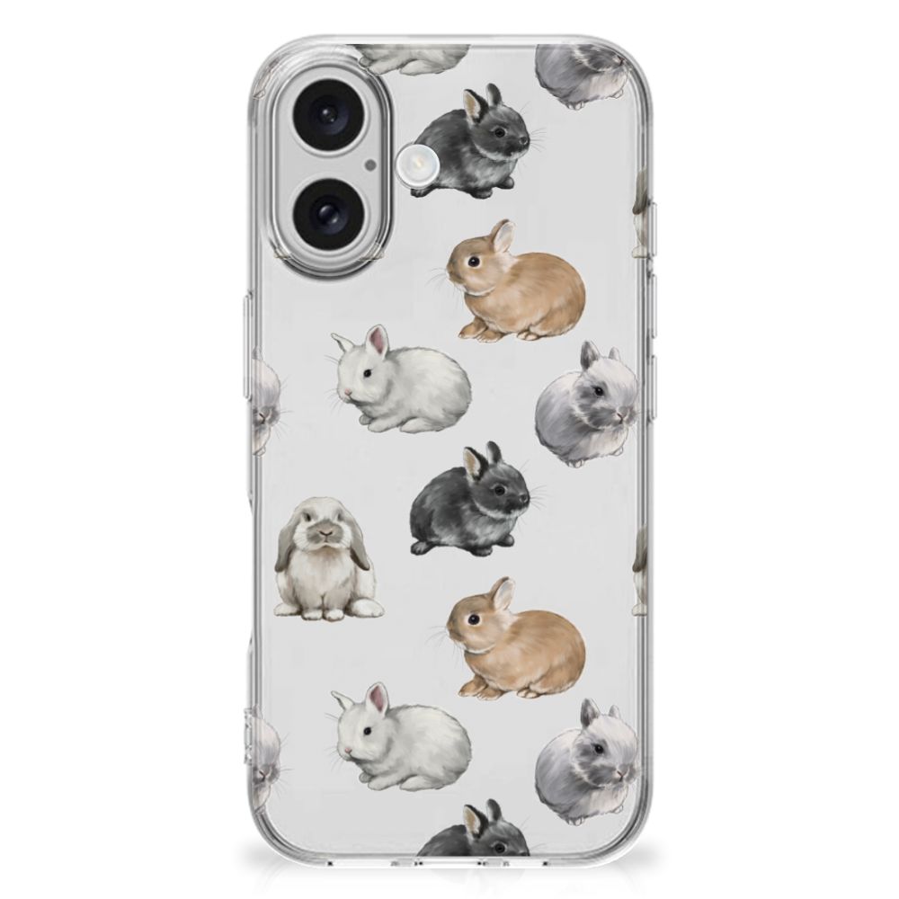 TPU Hoesje voor iPhone 16 plus Konijntjes konijnen design achterkant