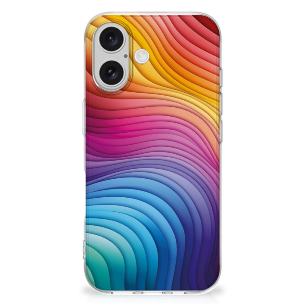 TPU Hoesje voor iPhone 16 plus Regenboog telefoonhoes design regenboog aanzicht