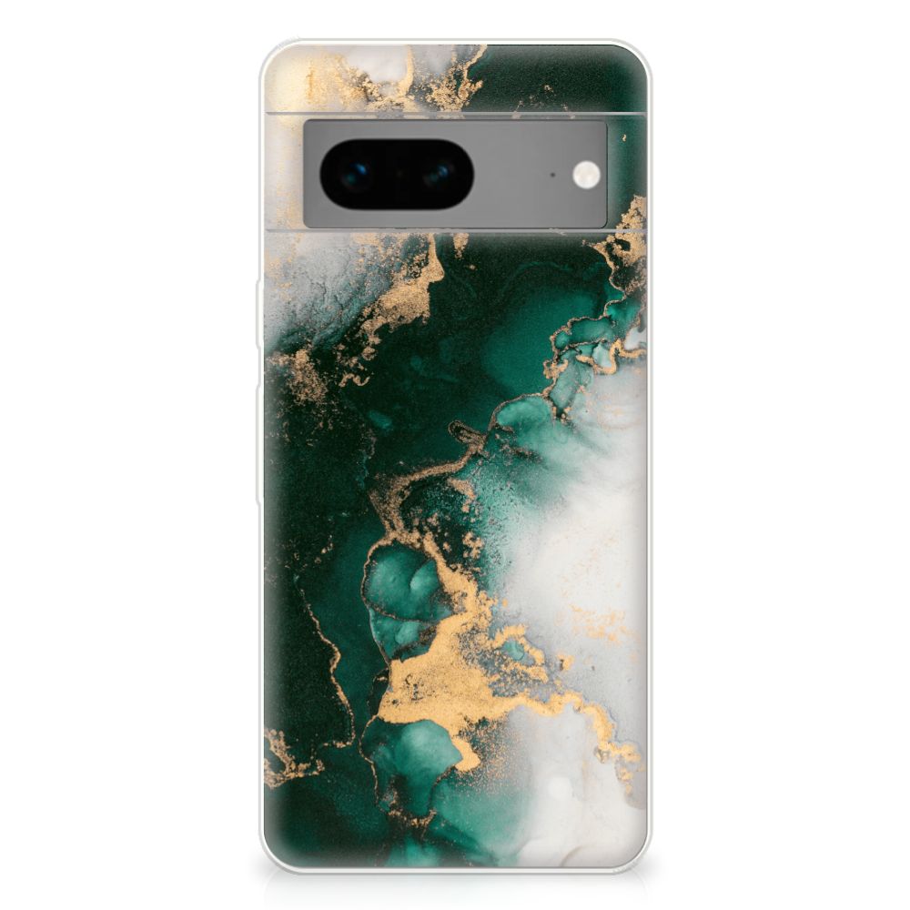 Google Pixel 7 TPU Siliconen Hoesje voor Google Pixel 7 Marmer Groen achterzijde