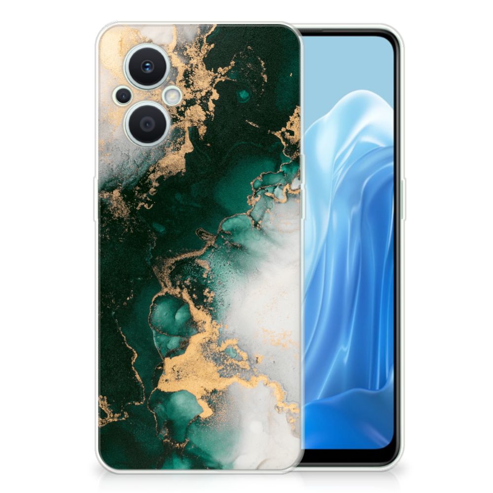 OPPO Reno8 Lite TPU Siliconen Hoesje Marmer Groen achterkant