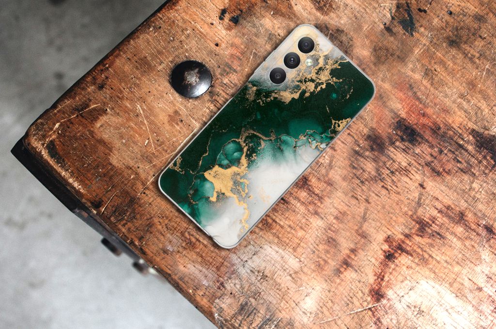 Samsung Galaxy A05S TPU Siliconen Hoesje Marmer Groen bovenzijde