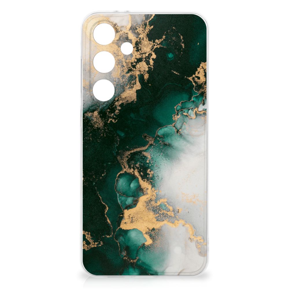 Samsung Galaxy S24 FE TPU Siliconen Hoesje Marmer Groen achterkant