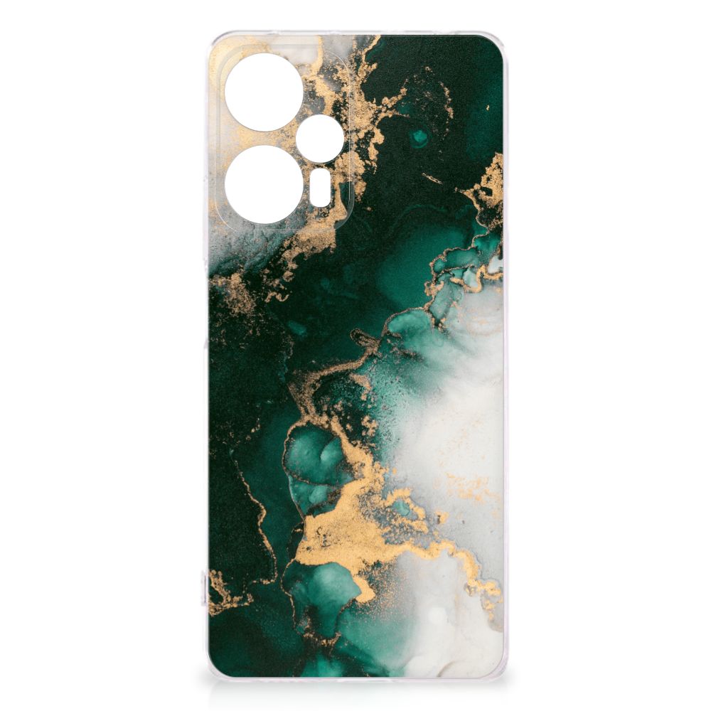 Xiaomi Poco F5 TPU Siliconen Hoesje Marmer Groen achterkant