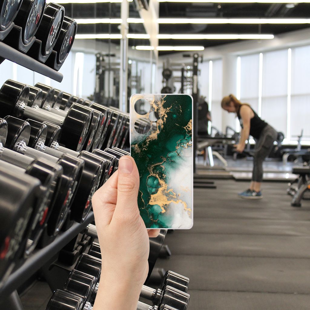 Xiaomi Poco F5 TPU Siliconen Hoesje Marmer Groen hand gym