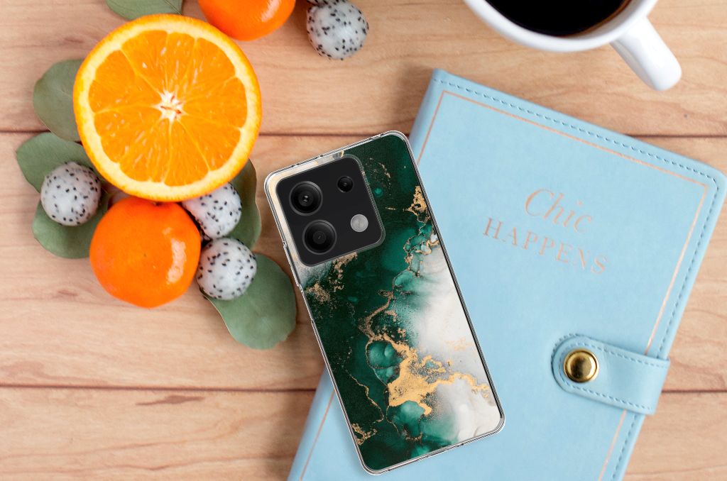 TPU Siliconen Hoesje voor Xiaomi Redmi Note 13 5G Marmer Groen