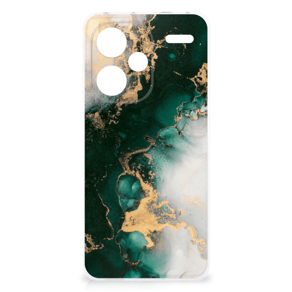 Xiaomi Redmi Note 13 Pro Plus TPU Siliconen Hoesje Marmer Groen achterzijde