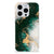 TPU Siliconen Hoesje voor iPhone 15 Pro Max Marmer Groen met een elegant groen en gouden marmerdesign ✨.