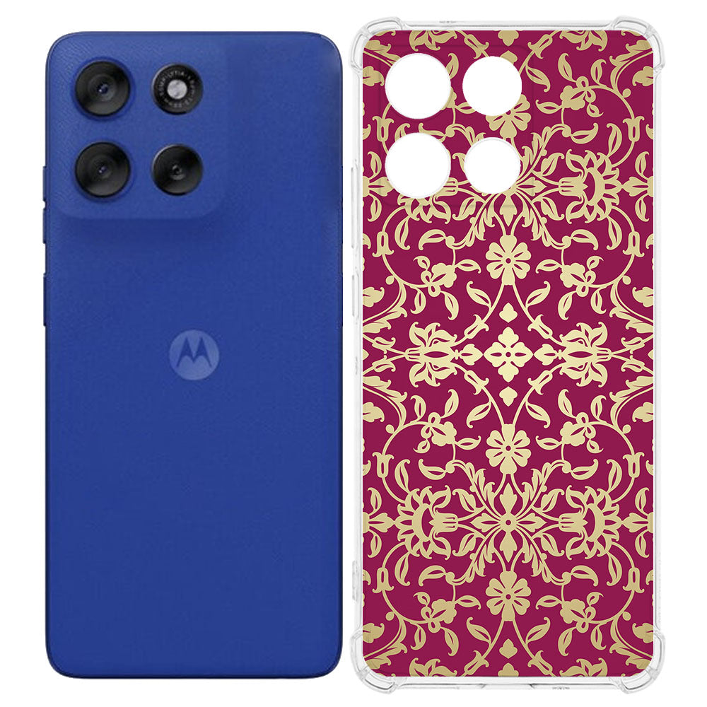 TPU Telefoonhoesje Motorola Moto G56 Barok Pink backcover achterzijde en design