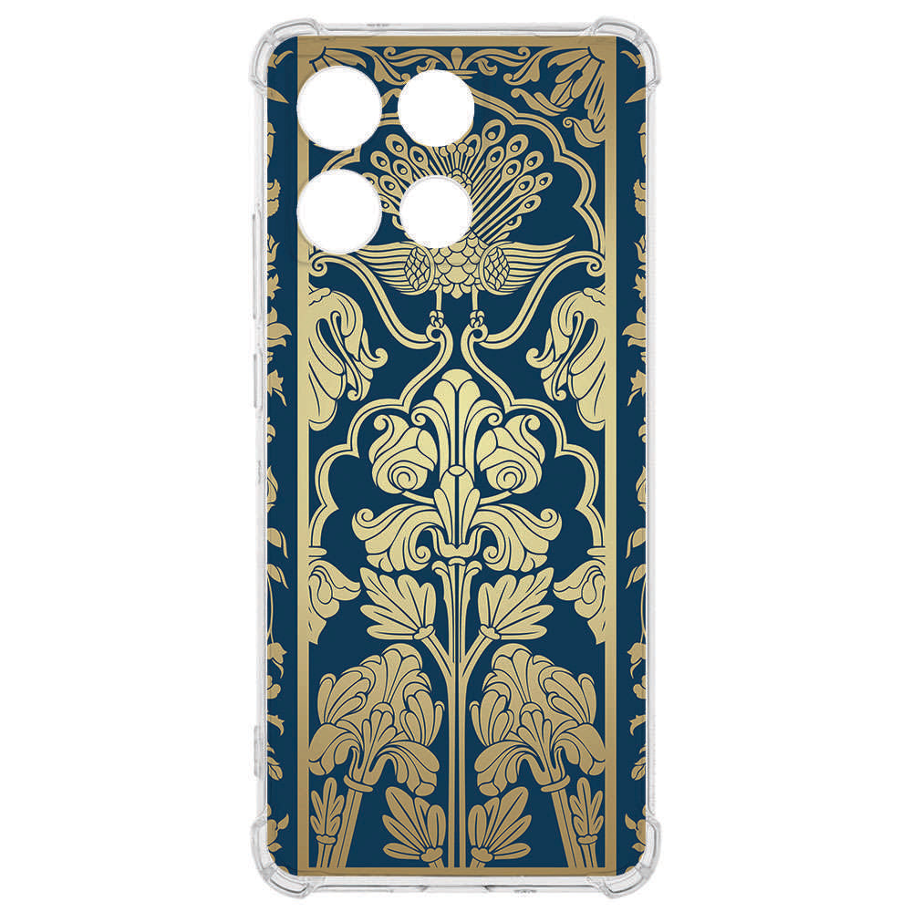 Motorola Moto G56 TPU Telefoonhoesje Beige Flowers backcover design navy gold