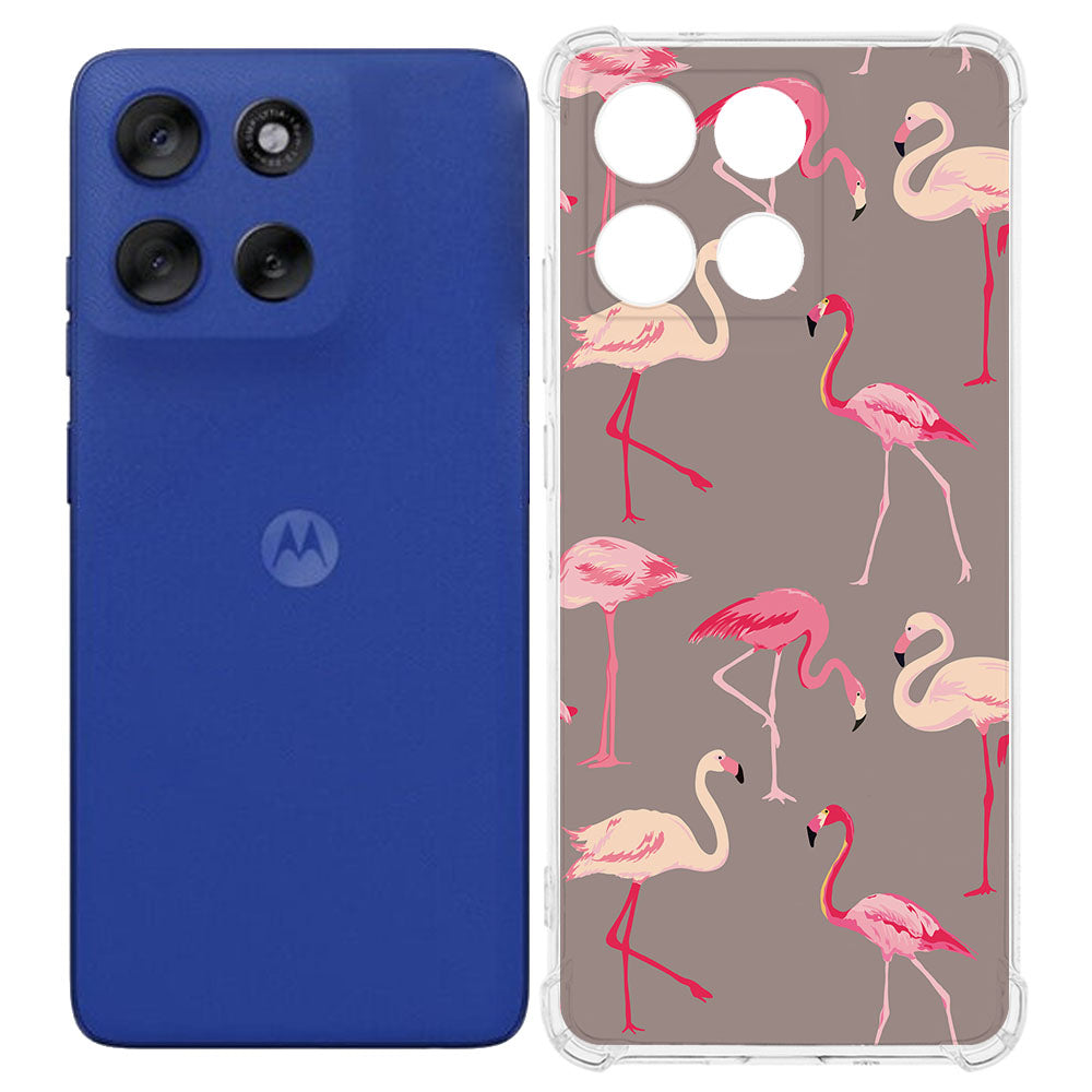 TPU Telefoonhoesje Motorola Moto G56 Flamingo backcover flamingo design achterkant
