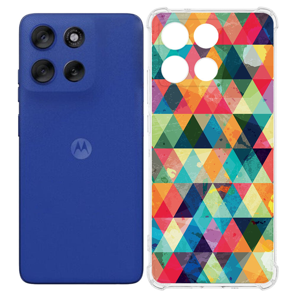 Motorola Moto G56 TPU Telefoonhoesje Geruit backcover achterzijde en zijaanzicht
