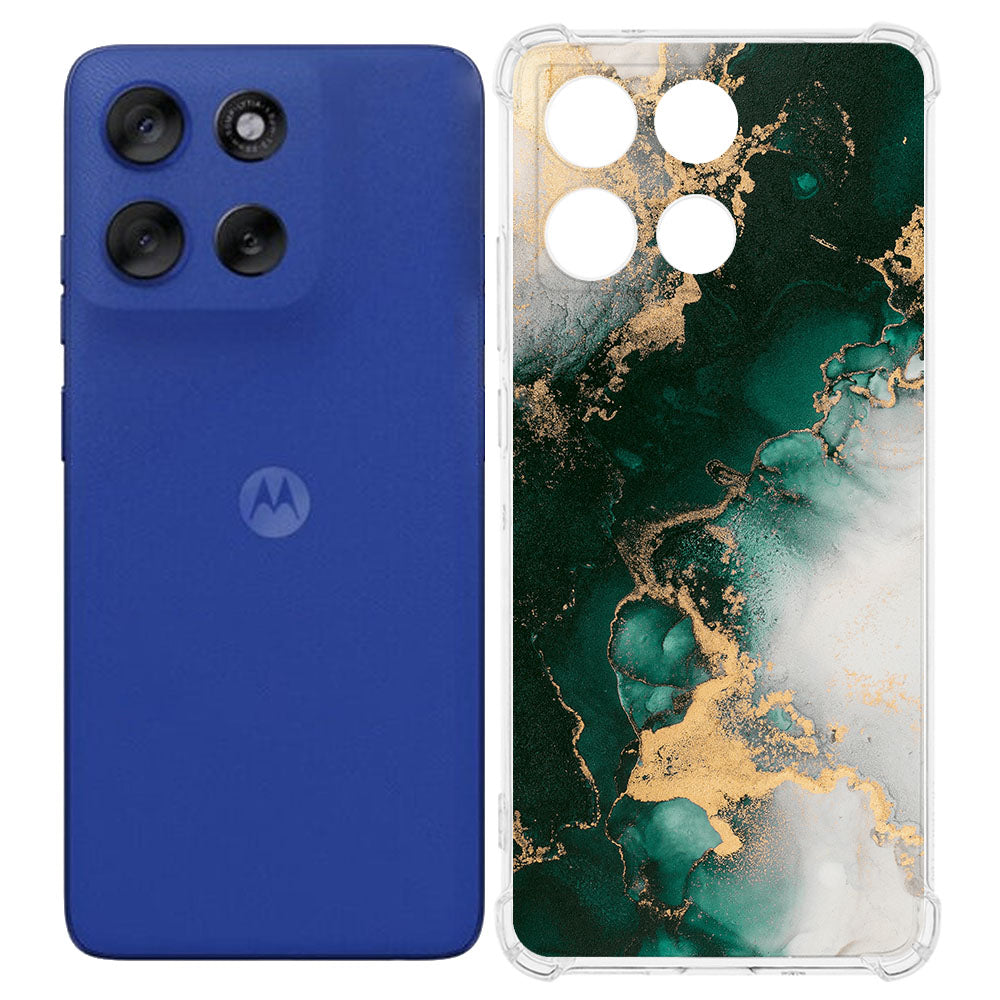 Motorola Moto G56 TPU Telefoonhoesje Marmer Groen backcover voor-achterzijde