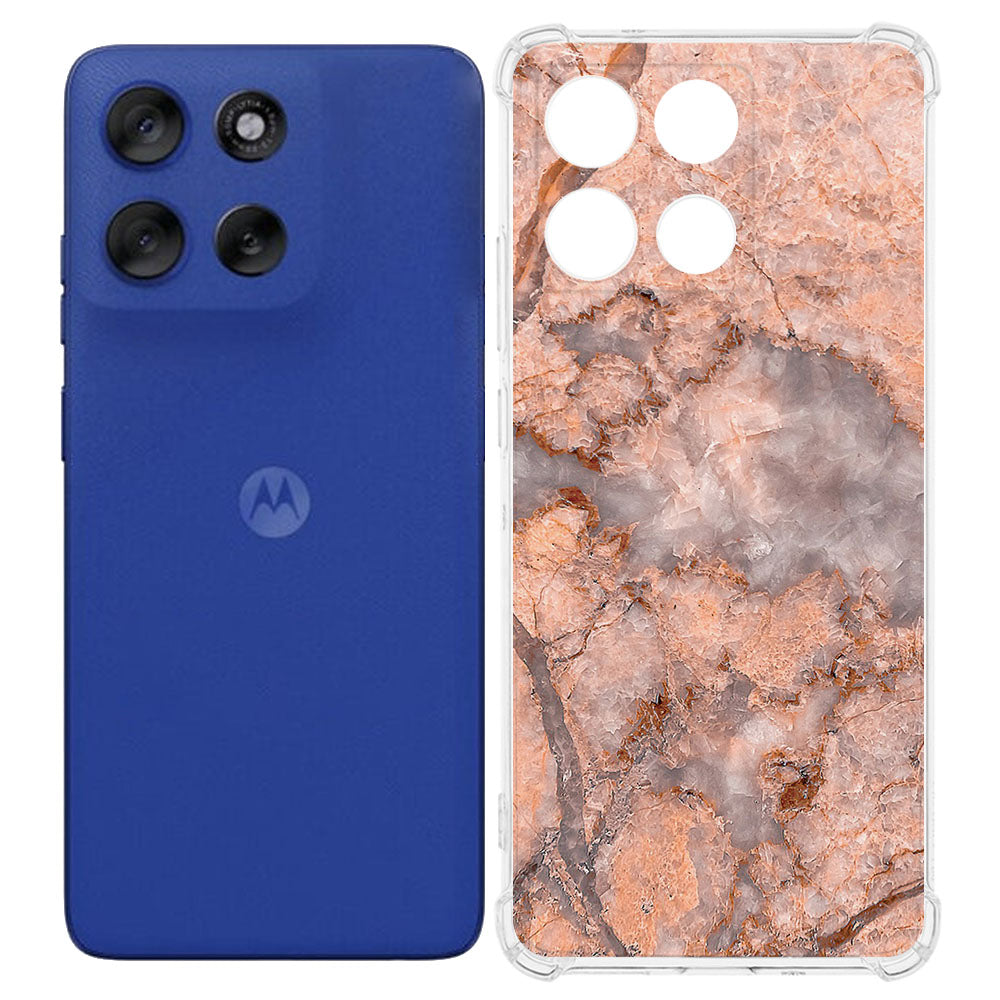 Motorola Moto G56 TPU Telefoonhoesje Marmer Oranje backcover achterzijde