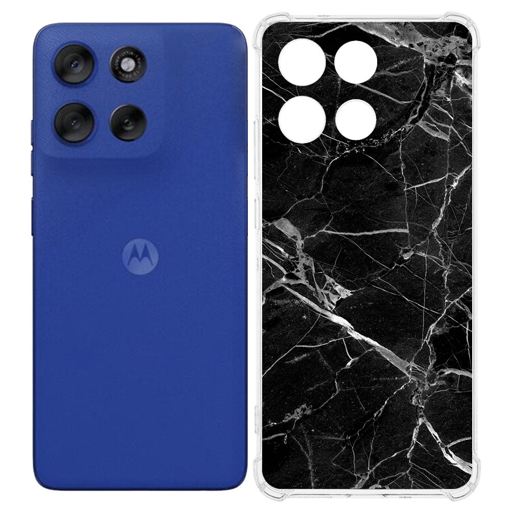 Motorola Moto G56 TPU Telefoonhoesje Marmer Zwart backcover aanzicht
