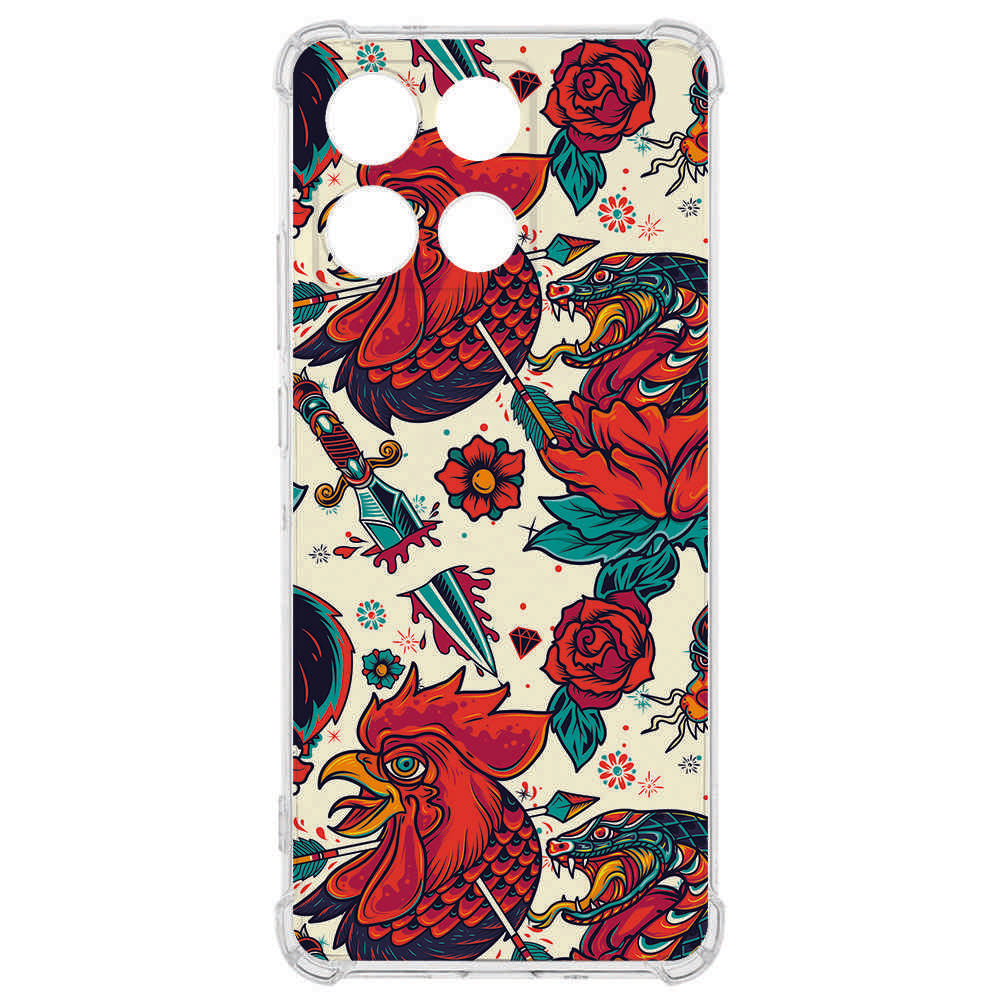 TPU Telefoonhoesje Motorola Moto G56 Old Skool backcover kleurrijk design opvallend aanzicht
