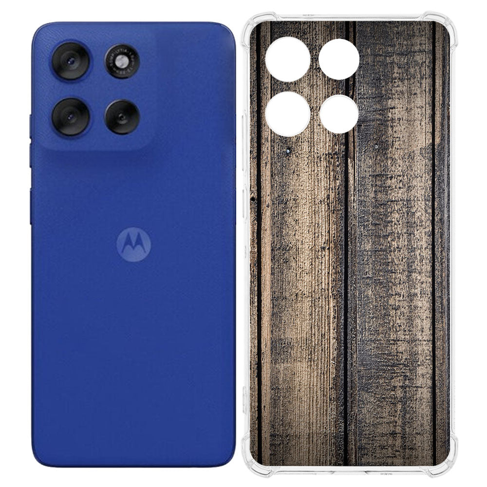 TPU Telefoonhoesje Motorola Moto G56 Steigerhout backcover voorkant achterkant