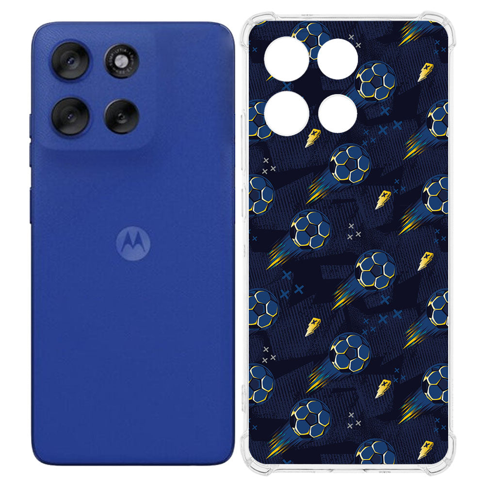 TPU Telefoonhoesje Motorola Moto G56 Voetbal backcover design dynamisch aanzicht