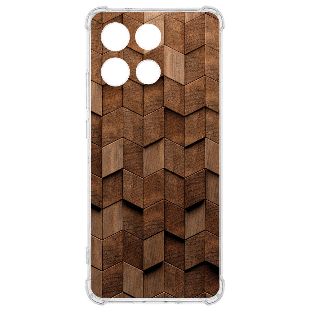 TPU Telefoonhoesje Motorola Moto G56 Wooden Cubes backcover houten patroon design