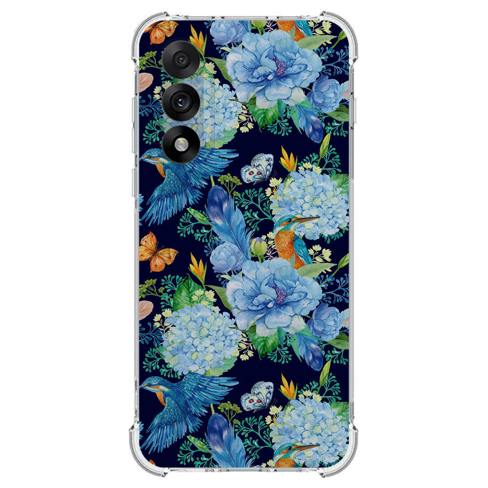 TPU Telefoonhoesje OnePlus Nord 5 - IJsvogel schokabsorberende backcover bloemen ijsvogel design achterzijde