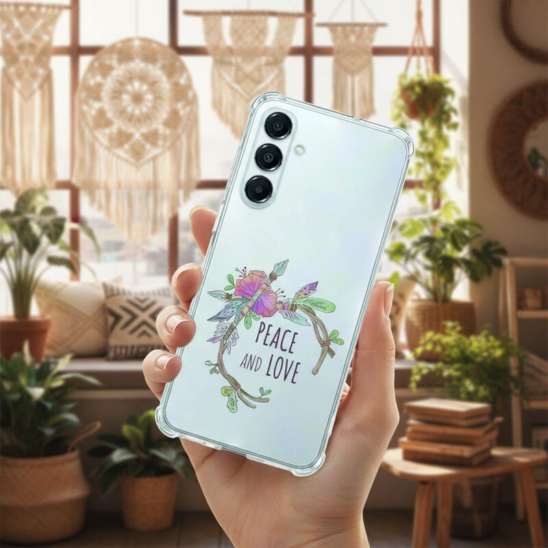 TPU Telefoonhoesje Samsung Galaxy A17 Boho Tekst schokabsorberende backcover hand met hoesje in kamer