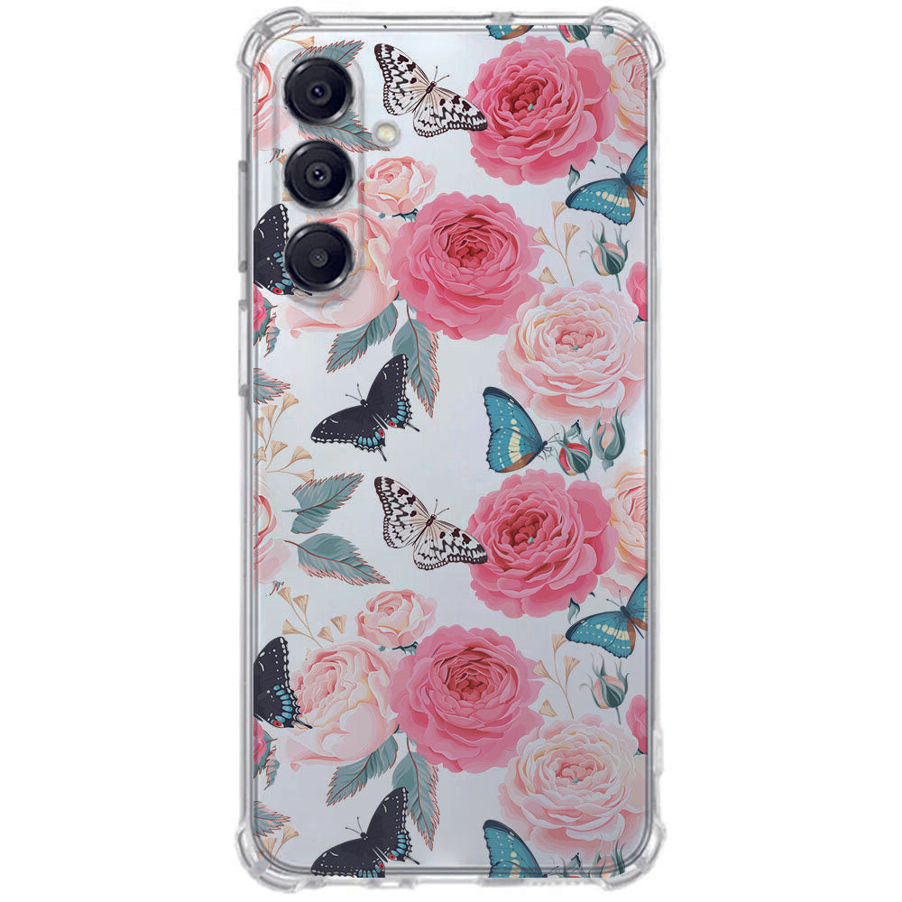 TPU Telefoonhoesje Samsung Galaxy A17 Butterfly Roses achterzijde