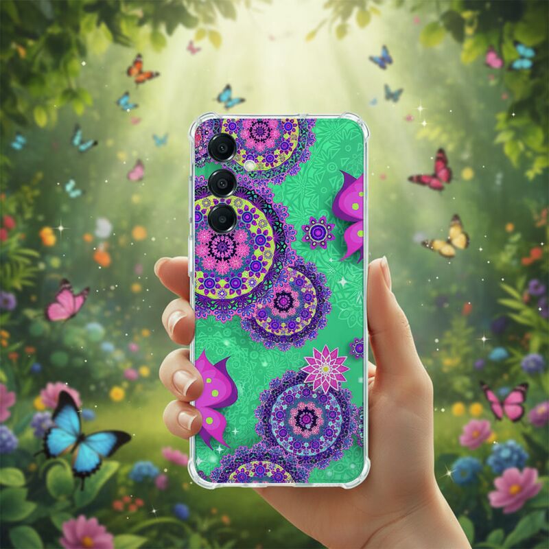 Samsung Galaxy A17 TPU Telefoonhoesje Cirkels Vlinders achteraanzicht