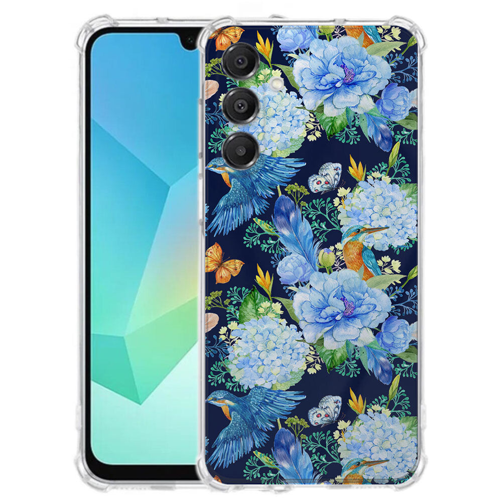 TPU Telefoonhoesje Samsung Galaxy A17 IJsvogel schokabsorberende backcover design bloemen aanzicht