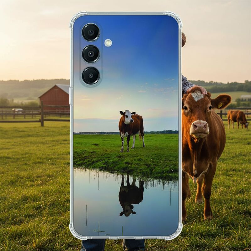 Samsung Galaxy A17 TPU Telefoonhoesje KoeTPU schokabsorberende backcover aanzicht