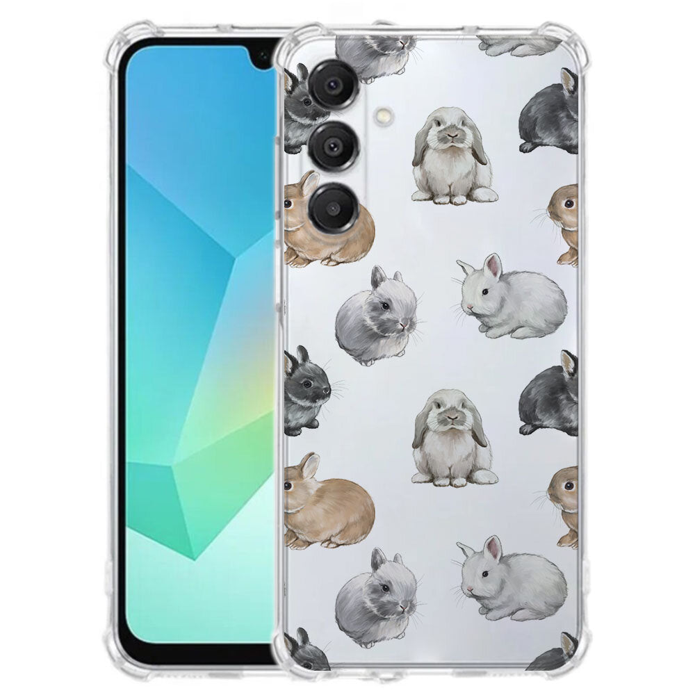 TPU Telefoonhoesje Samsung Galaxy A17 Konijntjes schokabsorberende backcover konijntjes design aanzicht