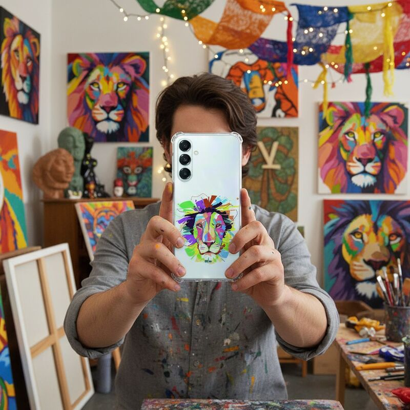 Samsung Galaxy A17 TPU Telefoonhoesje Lion Color schokabsorberende backcover aanzicht
