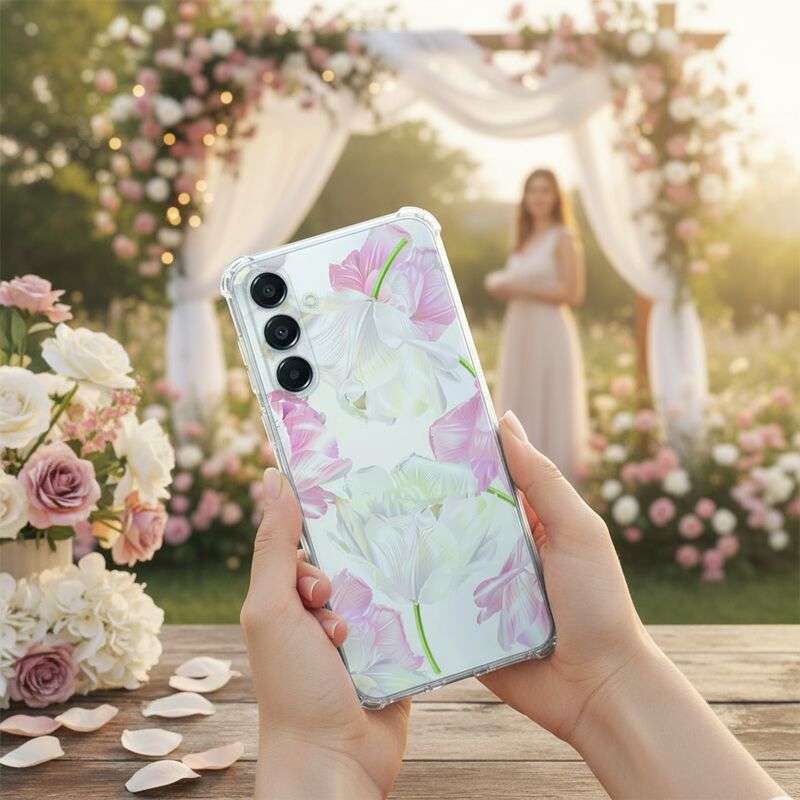 Samsung Galaxy A17 TPU Telefoonhoesje Lovely Flowers schokabsorberende backcover achterzijde