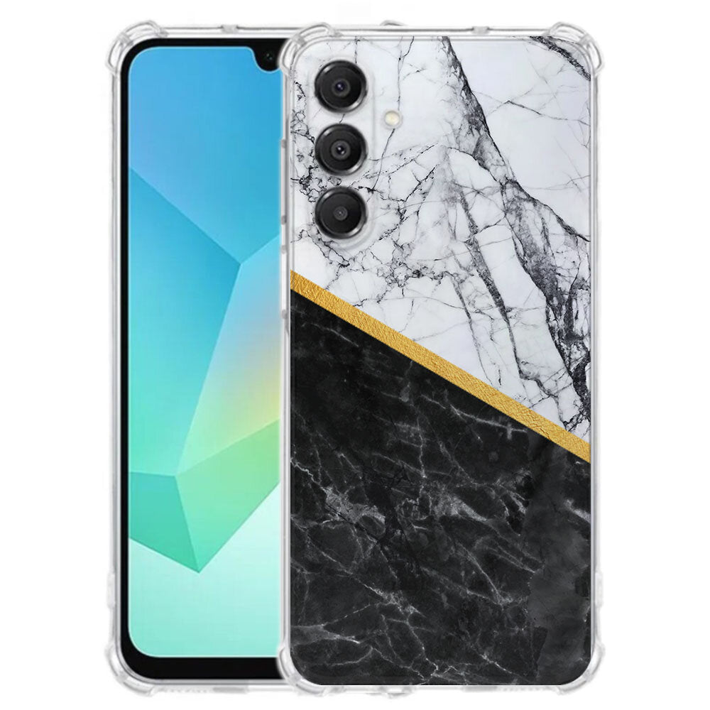 TPU Telefoonhoesje Samsung Galaxy A17 Marble White Black schokabsorberende backcover voorkant achterkant