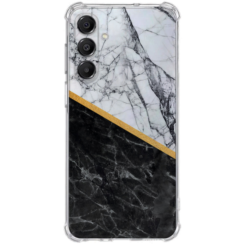 TPU Telefoonhoesje Samsung Galaxy A17 Marble White Black schokabsorberende backcover achterkant