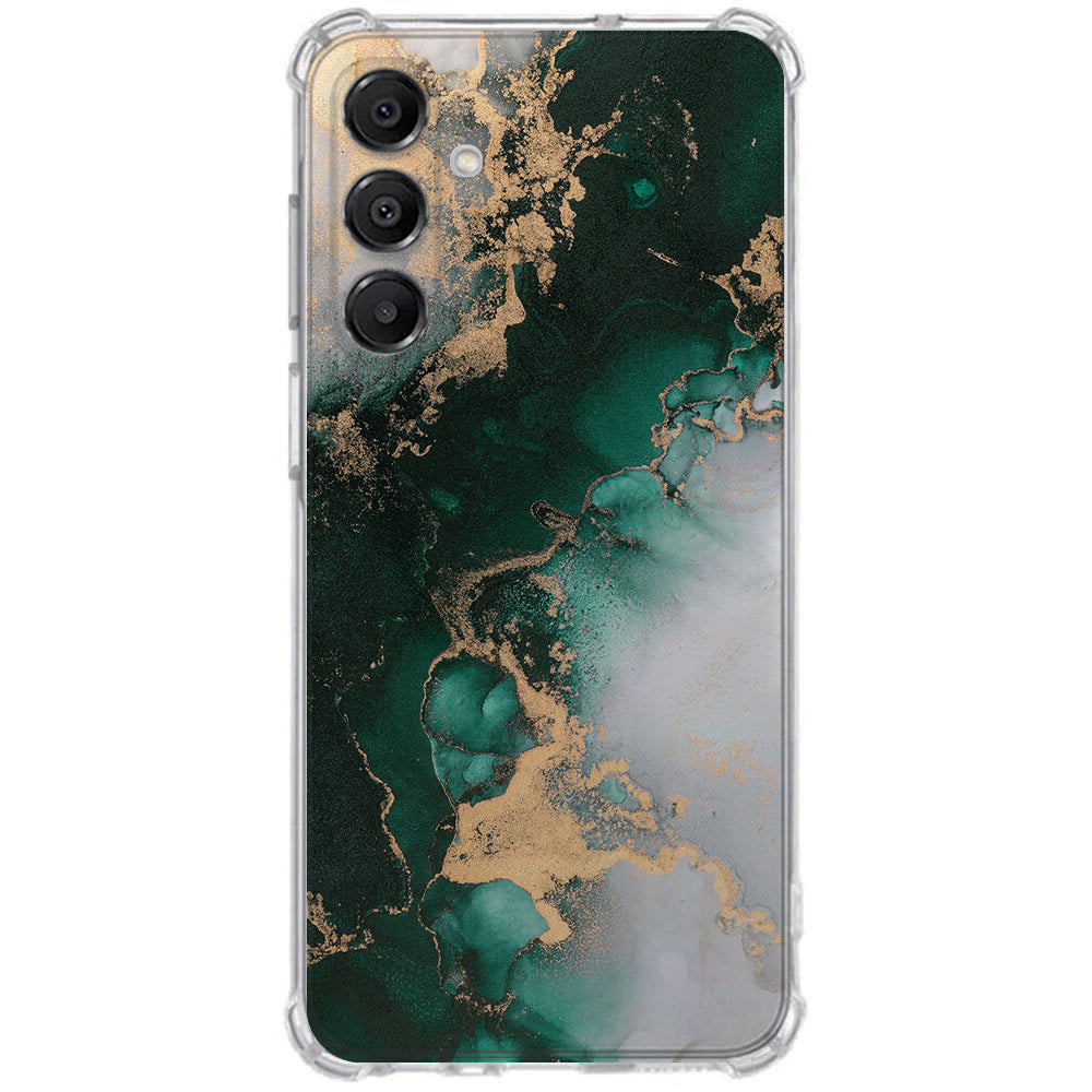 Samsung Galaxy A17 TPU Telefoonhoesje Marmer Groen schokabsorberende backcover achteraanzicht